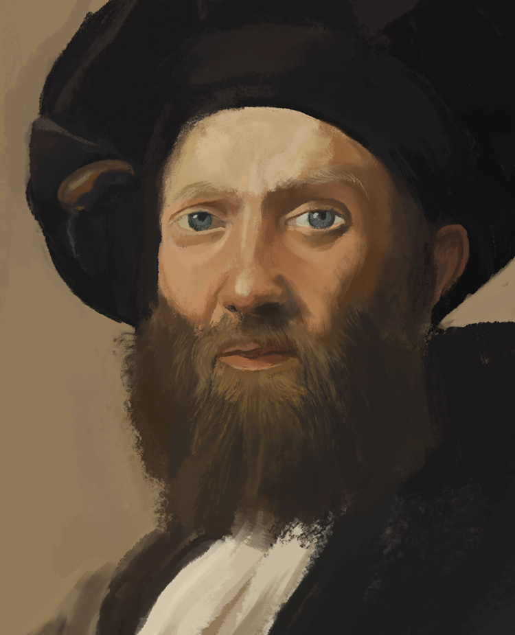 041314 Digital Doodle 11 Raphael_Portrait Of Baldassare Castiglione Study 2 detail